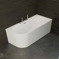 Spalina Baignoire semi-îlot murale CAPRI DROITE+Robinetterie Chromée L. 170 x l. 76 cm by* Baignoire Îlot