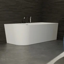 Spalina Baignoire semi-îlot murale CAPRI DROITE+Robinetterie Chromée L. 170 x l. 76 cm by* Baignoire Îlot