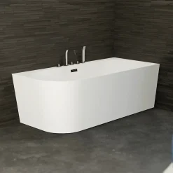 Spalina Baignoire semi-îlot murale CAPRI DROITE+Robinetterie Chromée L. 170 x l. 76 cm by* Baignoire Îlot