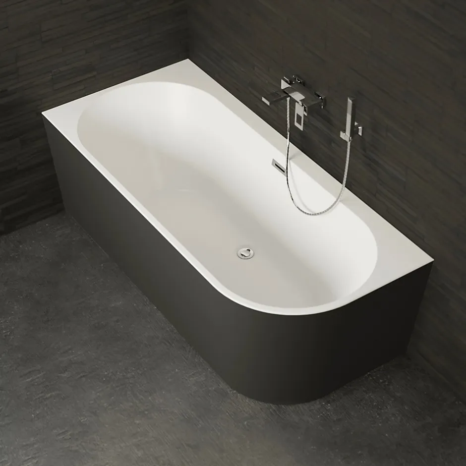 Spalina Baignoire semi-îlot murale CAPRI 180 Gauche Noire L. 180 x l. 81 cm, by