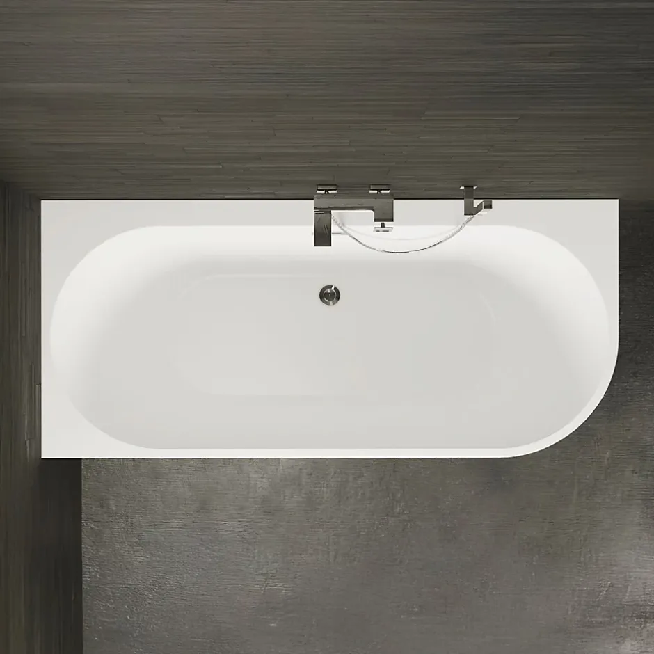 Spalina Baignoire semi-îlot murale CAPRI 180 Gauche Noire L. 180 x l. 81 cm, by