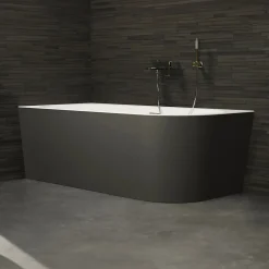 Spalina Baignoire semi-îlot murale CAPRI 180 Gauche Noire L. 180 x l. 81 cm, by