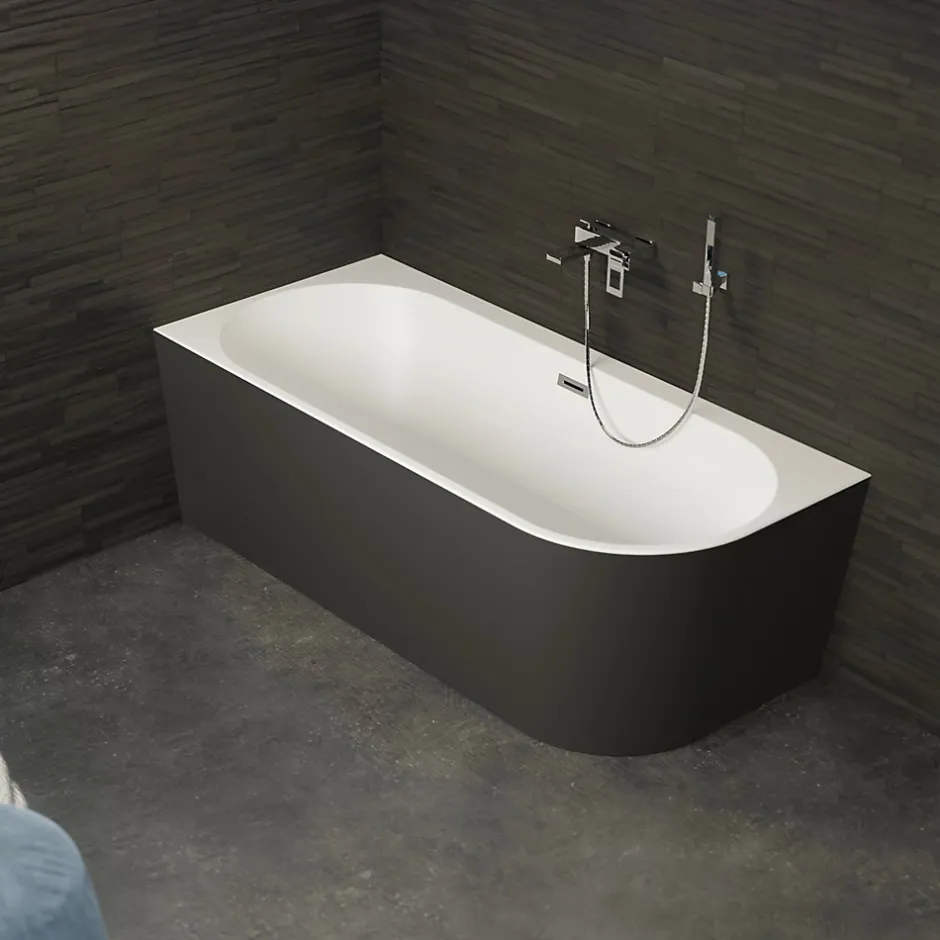 Spalina Baignoire semi-îlot murale CAPRI 180 Gauche Noire L. 180 x l. 81 cm, by