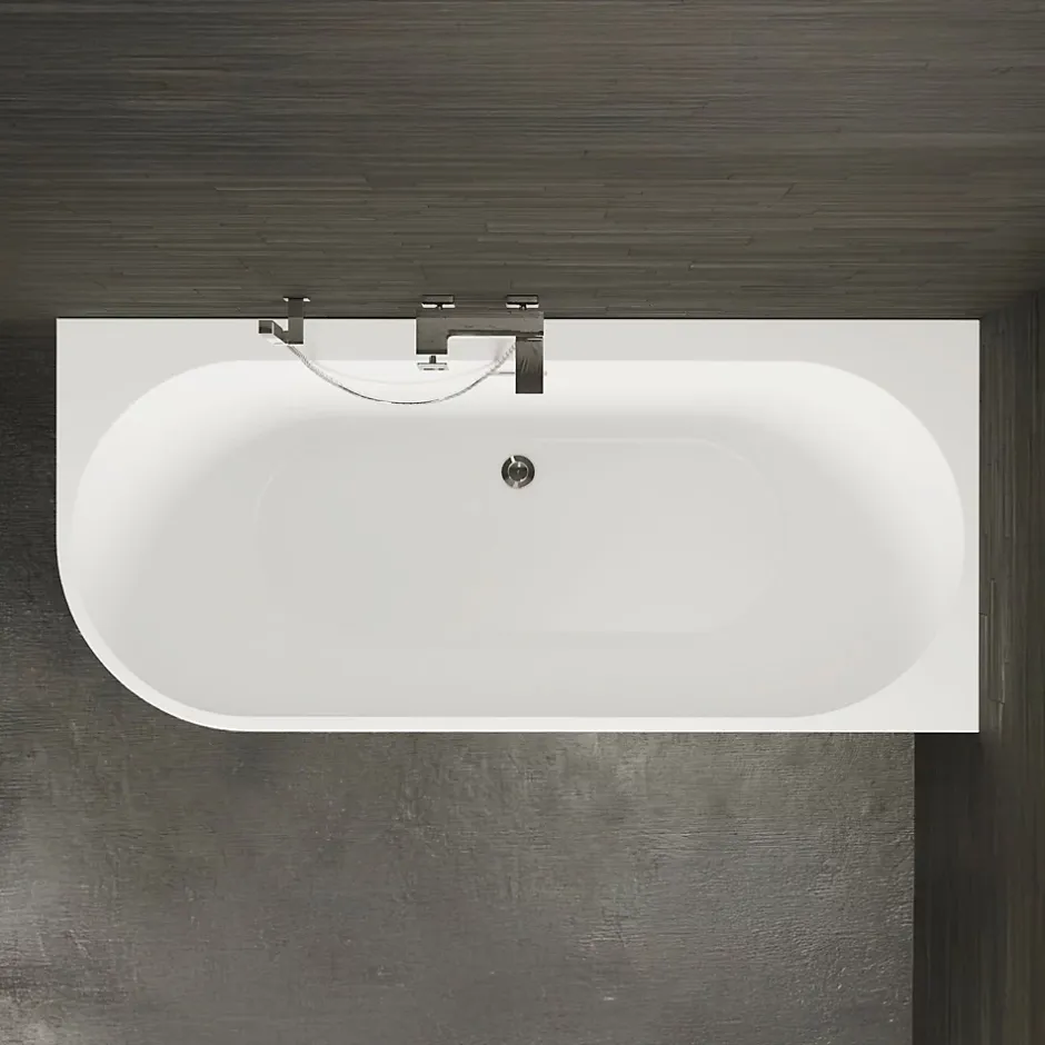 Spalina Baignoire semi-îlot murale CAPRI 180 Droite Noire L. 180 x l. 81 cm, by