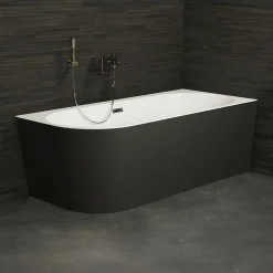 Spalina Baignoire semi-îlot murale CAPRI 180 Droite Noire L. 180 x l. 81 cm, by