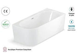 Spalina Baignoire semi-îlot murale CAPRI 180 Droite L. 180 x l. 81 cm, by