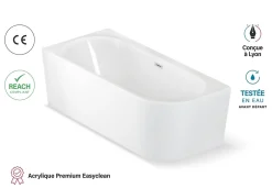 Spalina Baignoire semi-îlot murale CAPRI 180 Gauche L. 180 x l. 81 cm, by* Baignoire Îlot