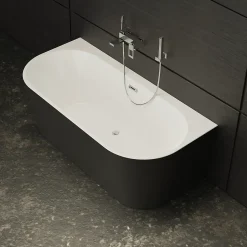 Spalina Baignoire semi-îlot murale Naos 170x80 cm, noir et blanc, By