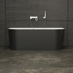 Spalina Baignoire semi-îlot murale Naos 170x80 cm, noir et blanc, By