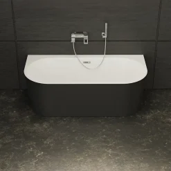 Spalina Baignoire semi-îlot murale Naos 170x80 cm, noir et blanc, By