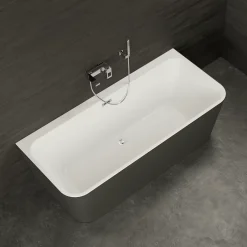 Spalina Baignoire semi-îlot murale Mint 160, noir mat, 160x75 cm, by* Baignoire Îlot