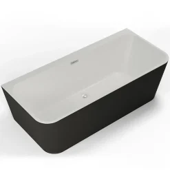 Spalina Baignoire semi-îlot murale Mint 160, noir mat, 160x75 cm, by* Baignoire Îlot