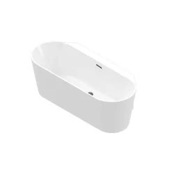 GoodHome Baignoire semi-îlot Nakina L. 180 cm x l. 80 cm blanc* Baignoire Îlot