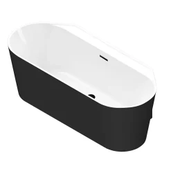 GoodHome Baignoire semi-îlot Nakina L. 160 cm x l. 75 cm noir