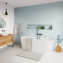 GoodHome Baignoire semi-îlot Nakina L. 160 cm x l. 75 cm blanc* Baignoire Îlot
