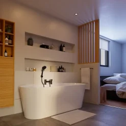 GoodHome Baignoire semi-îlot Nakina L. 170 cm x l. 75 cm blanc* Baignoire Îlot