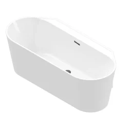 GoodHome Baignoire semi-îlot Nakina L. 150 cm x l. 75 cm blanc