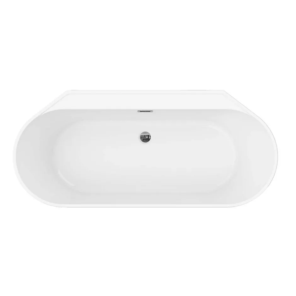 GoodHome Baignoire semi-îlot Nakina L. 160 cm x l. 75 cm gris