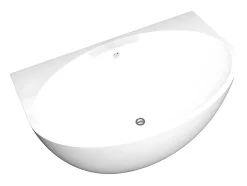 Vente-unique Baignoire semi-îlot ovale - 197 L - 151 x 94 x 60 cm - Blanche - Acrylique - PAGRUS