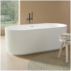 Mob-In Baignoire STRIA îlot striée en acrylique blanche 170cm