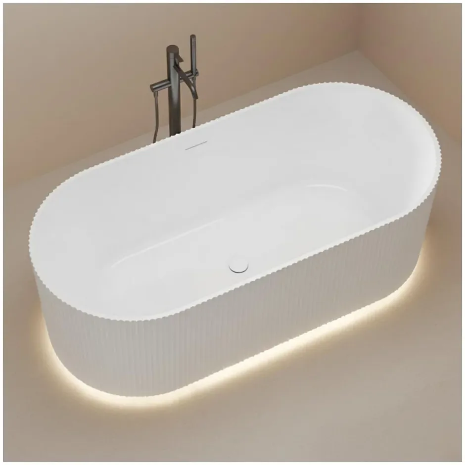 Mob-In Baignoire STRIA îlot striée en acrylique blanche 170cm