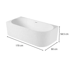 Mob-In Baignoire striée acrylique Lucite STRIA semi-îlot blanche 170cm - Angle gauche