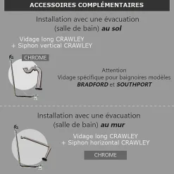 Rogier & Mothes Baignoire sur pieds en fonte BRADFORD Blanche 180 cm Pieds chromes* Baignoire Îlot