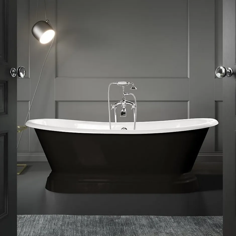 Rogier & Mothes Baignoire sur socle en fonte emaillee SOUTHPORT Noire 180 cm Peinture noire (baignoire et socle)* Baignoire Îlot