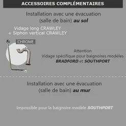 Rogier & Mothes Baignoire sur socle en fonte emaillee SOUTHPORT Noire 180 cm Peinture noire (baignoire et socle)* Baignoire Îlot