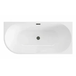 Balneo - baignoire îlot d'angle droite 150x75 cm AVOLA avec cache trop-plein et bonde anthracite* Baignoire Asymétrique