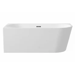 Balneo - baignoire îlot d'angle gauche 150x75 cm AVOLA avec cache trop-plein et bonde anthracite