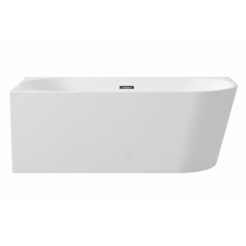 Balneo - baignoire îlot d'angle gauche 150x75 cm AVOLA avec cache trop-plein et bonde anthracite