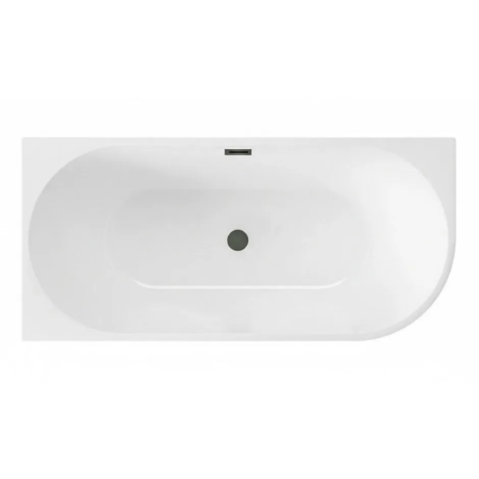 Balneo - baignoire îlot d'angle gauche 150x75 cm AVOLA avec cache trop-plein et bonde anthracite