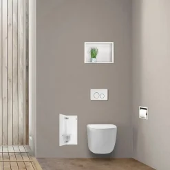 Balneo Armoire encastrée pour brosse WC gauche verre blanc 53,2cm
