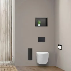 Balneo Armoire encastrée pour brosse WC gauche verre noir* Etagère Salle De Bains