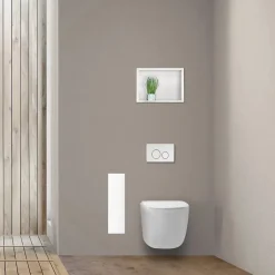 Balneo Armoire encastrée pour brosse WC gauche verre blanc 68,2cm* Etagère Salle De Bains