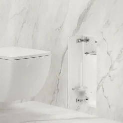 Balneo Armoire encastrée pour brosse WC gauche verre blanc 68,2cm* Etagère Salle De Bains
