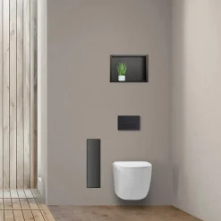 Balneo Armoire encastrée pour brosse WC gauche verre noir 68,2 cm* Etagère Salle De Bains