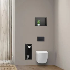 Balneo Armoire encastrée pour brosse WC gauche verre noir 68,2 cm* Etagère Salle De Bains