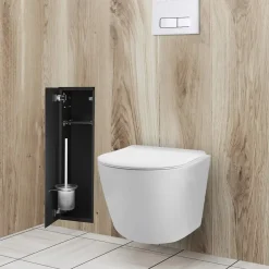 Balneo Armoire encastrée pour brosse WC gauche verre noir 68,2 cm* Etagère Salle De Bains