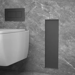 Balneo Armoire encastrée pour brosse WC gauche verre noir 68,2 cm* Etagère Salle De Bains