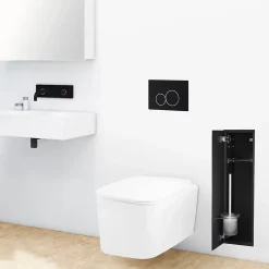 Balneo Armoire encastrée pour brosse WC gauche verre noir 68,2 cm* Etagère Salle De Bains