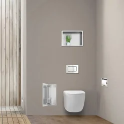 Balneo Armoire encastrée sous carrelage pour brosse WC gauche 53,2cm* Etagère Salle De Bains