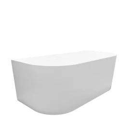 Balneo Baignoire blance semi-îlot Murale 150x75cm, accessoires blanc, Acrylique thermoformé 3.5mm, avec pieds réglables, VIVA* Baignoire Îlot