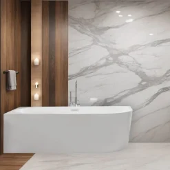 Balneo Baignoire îlot d'angle gauche AVOLA blanche acrylique 150x75cm Baignoire de salle de bain* Baignoire Asymétrique