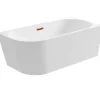 Balneo Baignoire semi-îlot Murale 170x80cm droite, accessoires cuivre, Acrylique thermoformé 3.5mm, avec pieds réglables, AVOLA