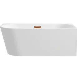 Balneo Baignoire semi-îlot Murale 170x80cm droite, accessoires cuivre, Acrylique thermoformé 3.5mm, avec pieds réglables, AVOLA