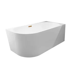 Balneo Baignoire semi-îlot Murale 170x80cm droite, accessoires cuivre, Acrylique thermoformé 3.5mm, avec pieds réglables, AVOLA