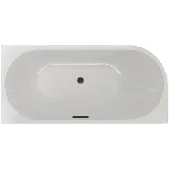 Balneo Baignoire semi-îlot Murale 160x80cm droite, accessoires noir, Acrylique thermoformé 3.5mm, avec pieds réglables, AVOLA* Baignoire Asymétrique