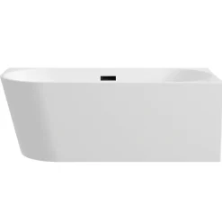 Balneo Baignoire semi-îlot Murale 160x80cm droite, accessoires noir, Acrylique thermoformé 3.5mm, avec pieds réglables, AVOLA* Baignoire Asymétrique
